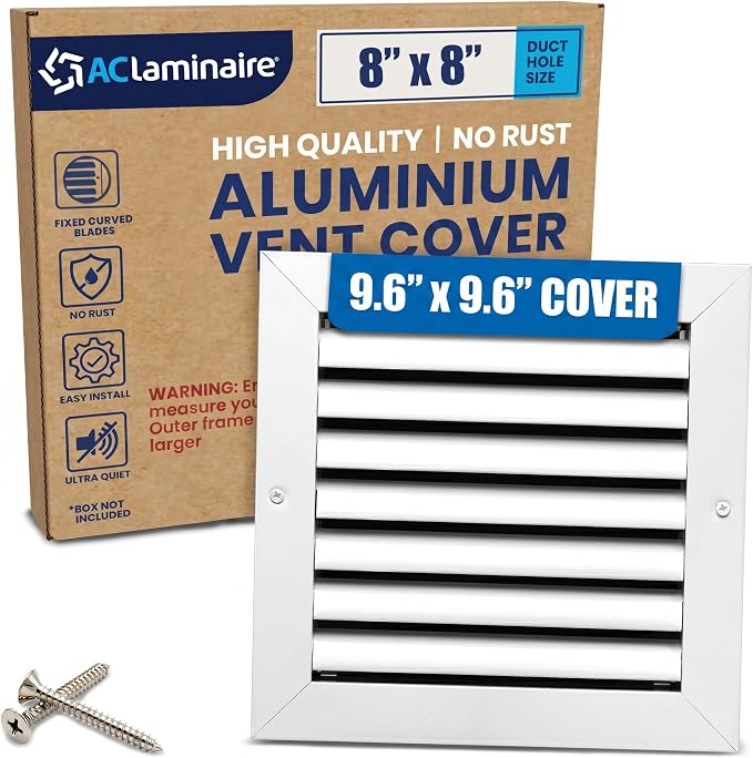 8x8 Aluminum Wall Ceiling Air Return Vent Cover HVAC Rustproof Grille by ACLAMINAIRE