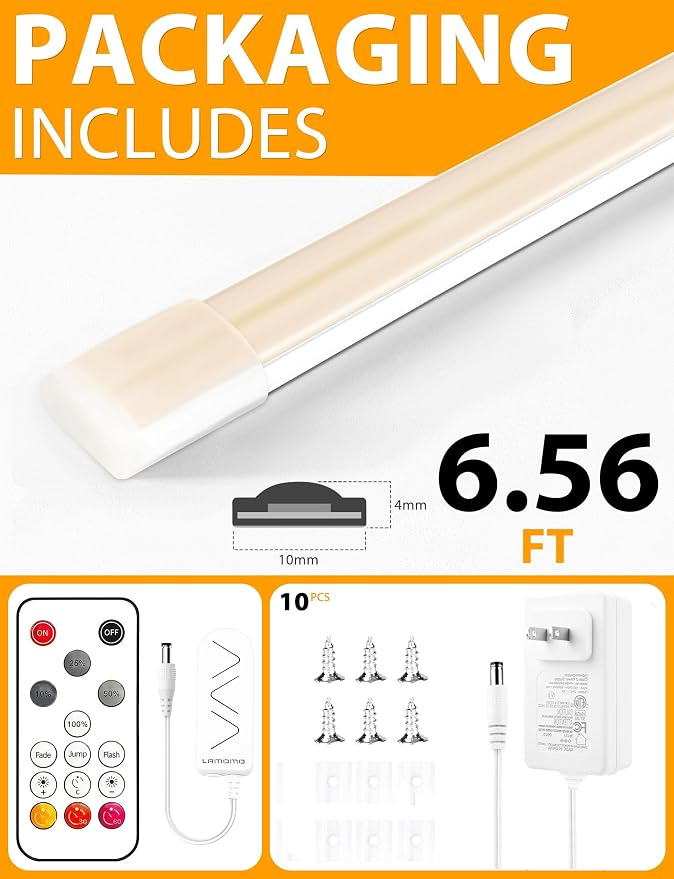 Lamomo COB LED Strip Lights 6.56Ft, Natural White Dimmable Self-Adhesive Led - Image 7