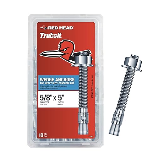 Red Head TruBolt® 5/8 x 5 Inch Wedge Heavy-Duty Concrete Anchors, Versatile by Unknown