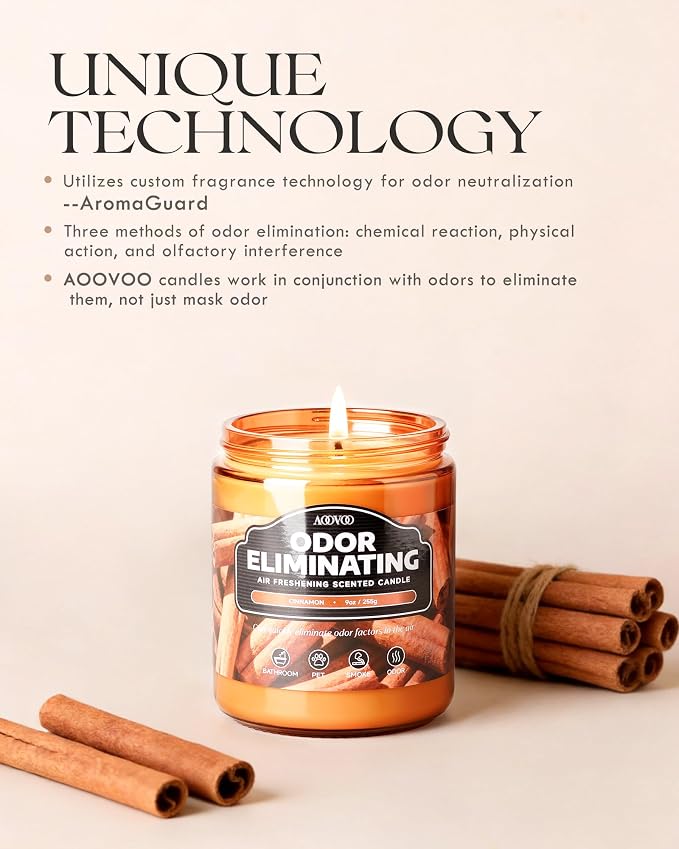 AOOVOO Cinnamon Odor Eliminating Candle - 9 oz Fall Candles - Image 2