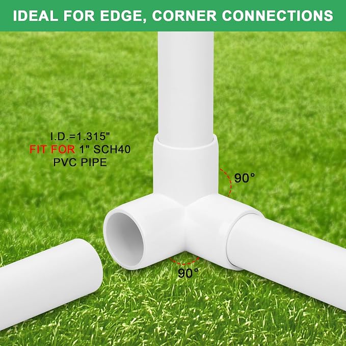 8Pack 1IN 3-Way Elbow PVC Fittings Furniture Grade SCH40 1" Tee 3 Way PVC Pipe - Image 3