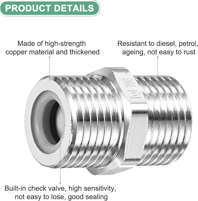 M METERXITY 1-Pack Brass Check Valve, 1/2" Male to 1/2" Male Thread One Way - Image 2