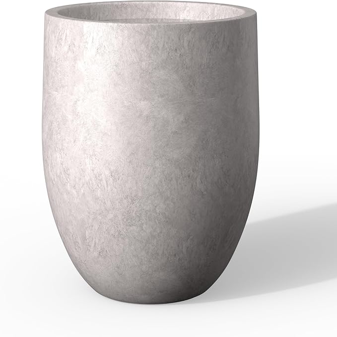 Kante Large Round Bullet CON Gray Concrete Planter 21.7" Tall, Outdoor | Rubber by Unknown