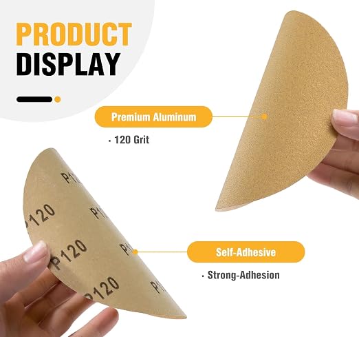 100 PCS 6 Inch PSA Sanding Discs 120 Grit Sticky-Back Sandpaper | Adhesive - Image 3