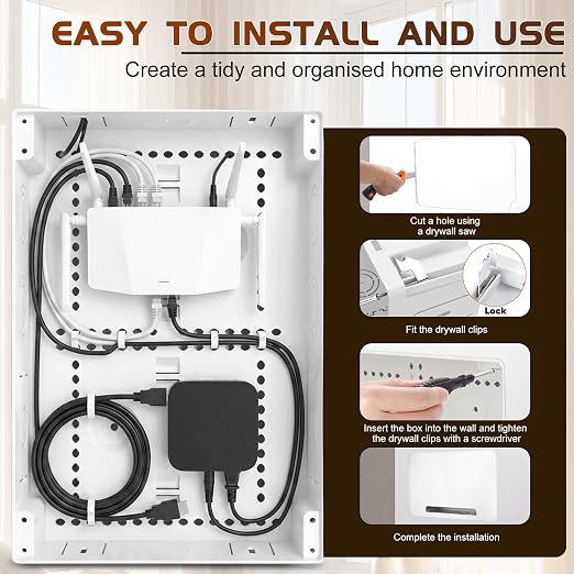 9" in Wall TV Media Box for Device & Cable Management Hidden Outlet Box - Image 4