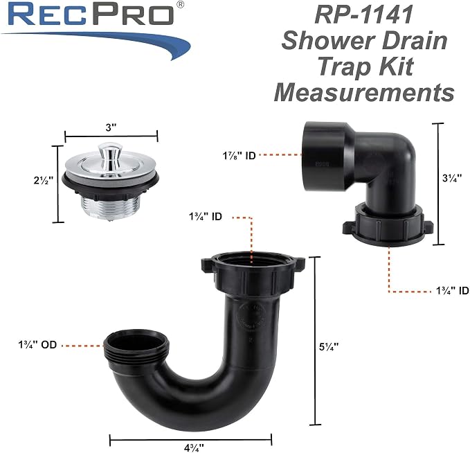 RecPro RV Shower Drain P Trap | RV Plumbing | RV Shower P Trap | RV Plumbing - Image 5