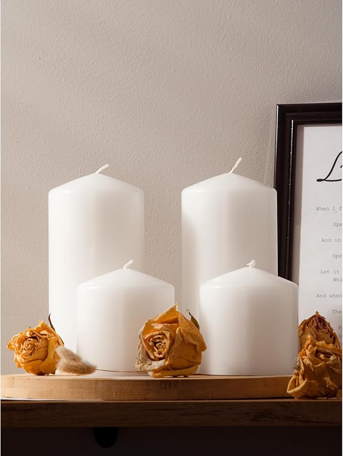 3x6 inch White Pillar Candle Set of 3 - Image 7