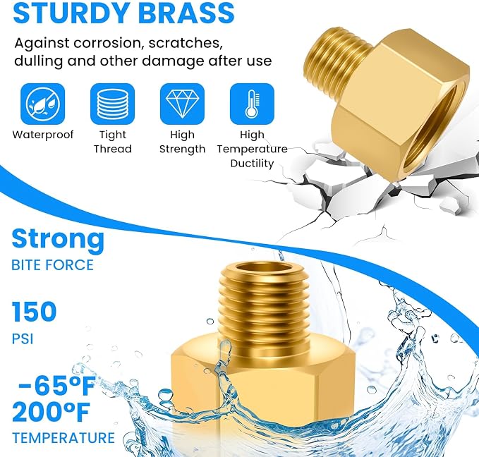SDTC Tech 2-Pack Brass Pipe Fitting 3/8 NPT Thread Male to 1/2 NPT Thread - Image 6