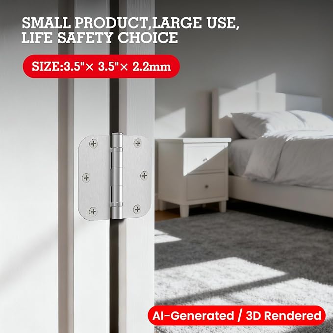 TDCHINGES Rounded Brushed Nickel Door Hinges 3.5" 5/8" Radius Lasting Mute | 1 - Image 7