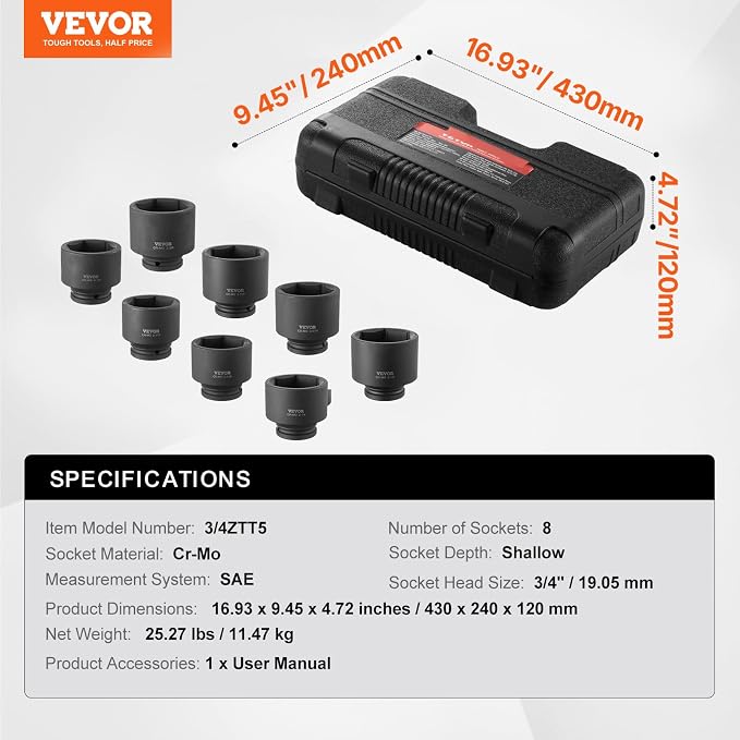 VEVOR Axle Nut Impact Socket Set - Image 7