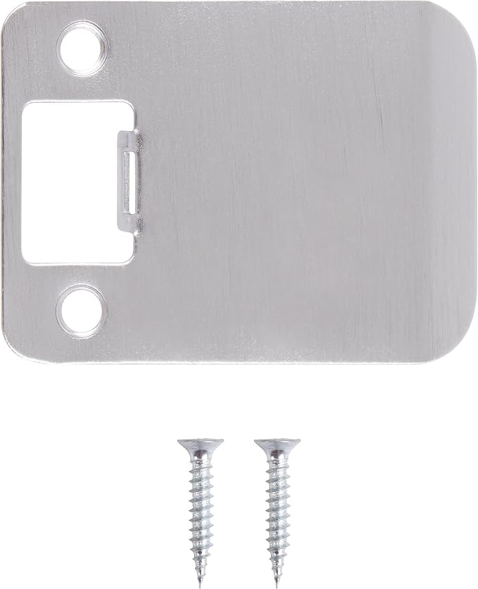 Round Corner Extended Lip Strike Plate, 2-1/4" x 2-1/2", Satin Chrome - Image 2