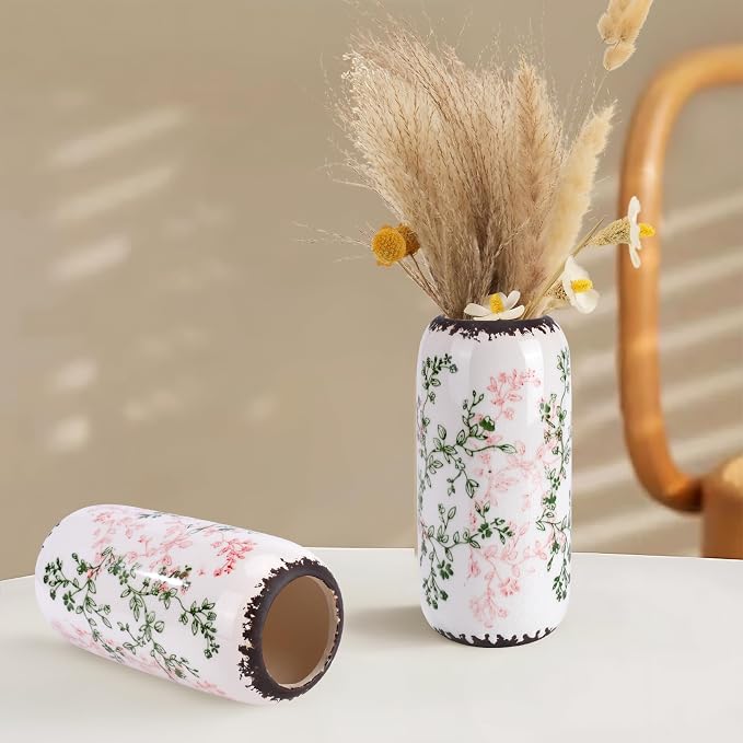 Ceramic Vase for Flowers – Modern Small Ribbed Textured Flower Vase for Home - Image 5