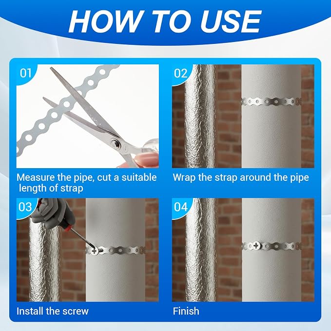 2 Pack Galvanized Metal Pipe Strap 32.8 ft Lengthx1/2 Inches Width, 32-Gauge - Image 5