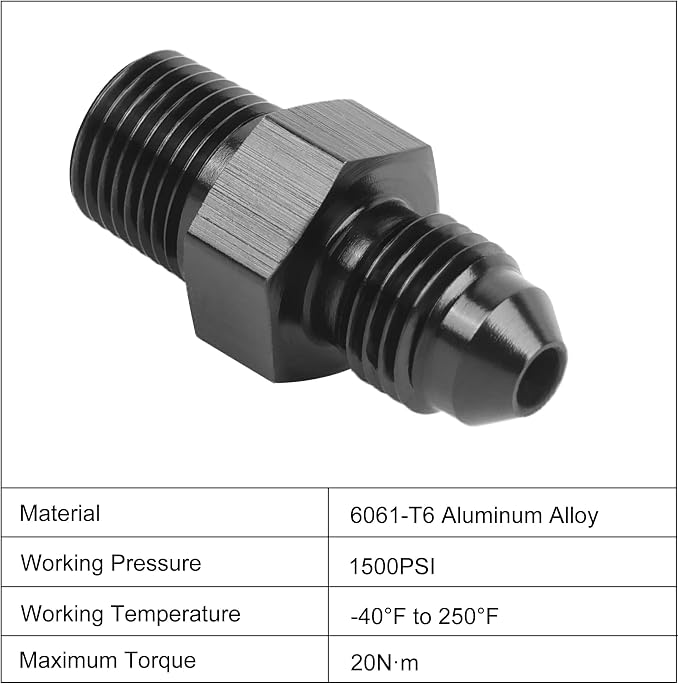 EVIL ENERGY 3AN Male Flare to 1/8" NPT Pipe Fitting Adapter Aluminum Straight - Image 3