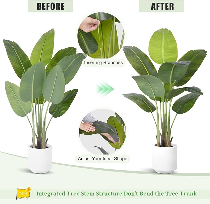 Artificial Bird of Paradise Plant 4Ft Tall Fake Tropical Palm Tree Large Fake - Image 5