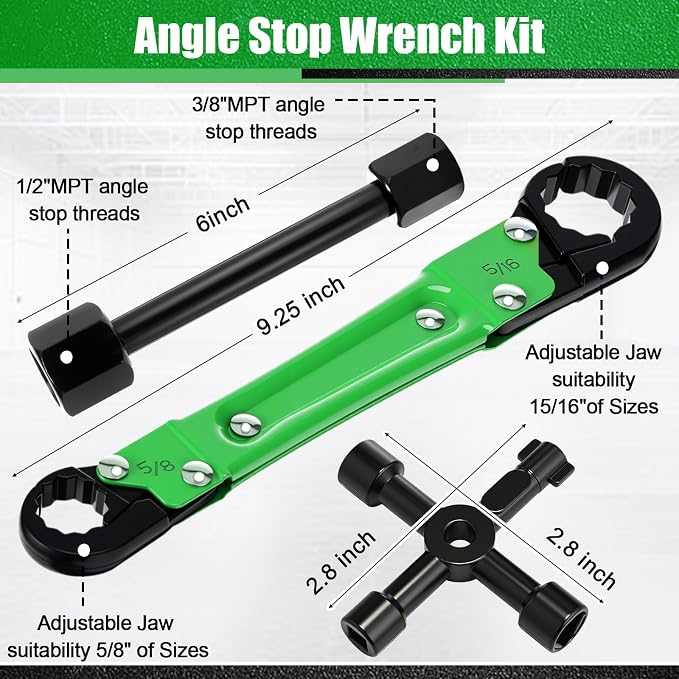 5 Pcs Angle Stop Wrench Kit Plumbing Tool, Compression Sleeve Puller - Image 2