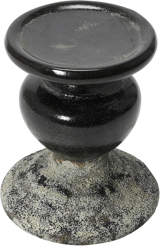 Creative Co-Op 2-Tone Sculptural Terracotta Pillar Candle Holder, Distressed - Image 6