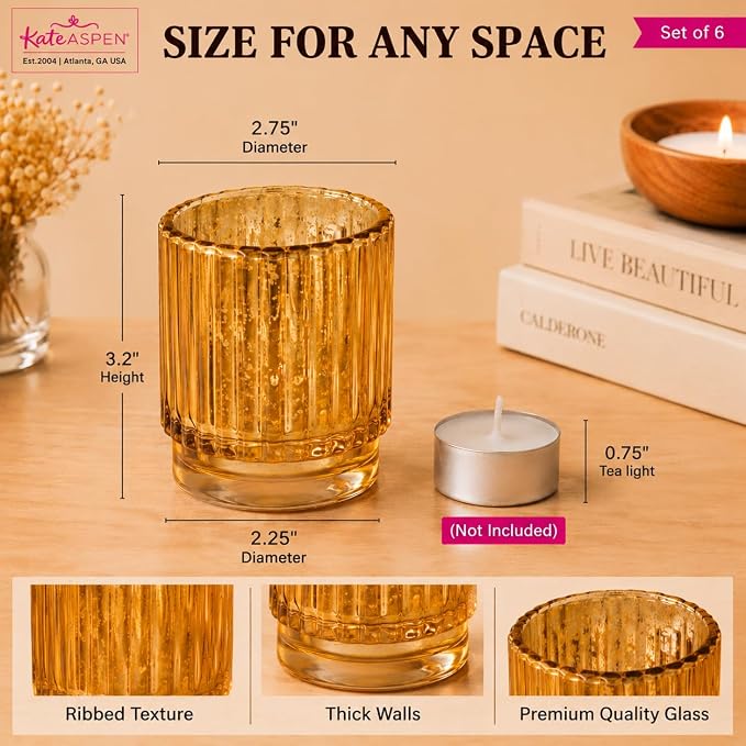 Kate Aspen Gold Votive Candle Holders - Image 6