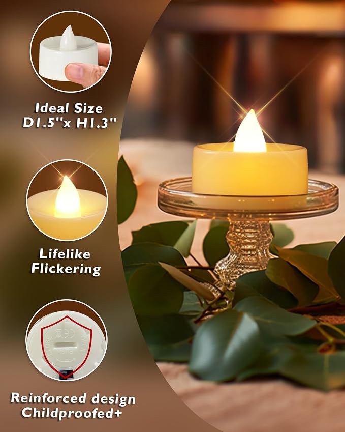 Homemory 12-Pack Flameless Tea Lights Candles Battery Operated, 200+ Hours | - Image 5