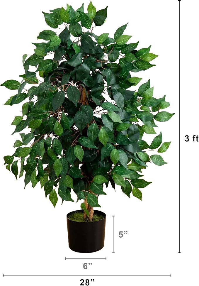 Nearly Natural 3 ft Artificial Ficus Tree - Image 3
