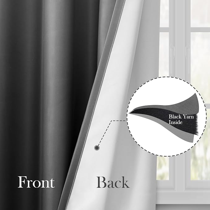 HOMEIDEAS Grey Gray Ombre 100% Blackout 52W x 96L 2 Panels | Gradient, Room - Image 4