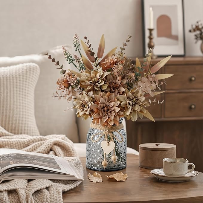 Faux Flowers in Vase, Silk Artificial Flower Arrangements, Rustic Flower - Image 3