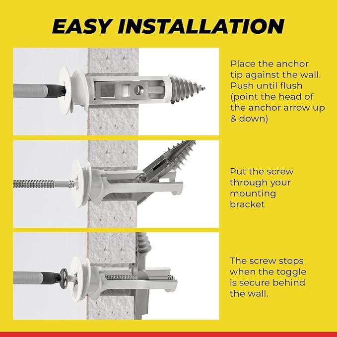 Heavy Duty Drywall Anchors and Screws Kit Including Toggle Anchors & Screws - Image 7