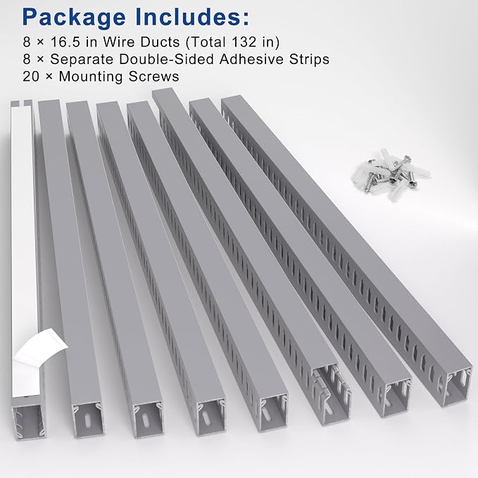 1.6" H x 1" W Cable Raceway, 132in Under Desk Wire Management Channel, 16.5in - Image 3