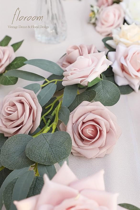 Artificial Flowers 25pcs Real Looking Shabby Blush Foam Fake Roses - Image 3