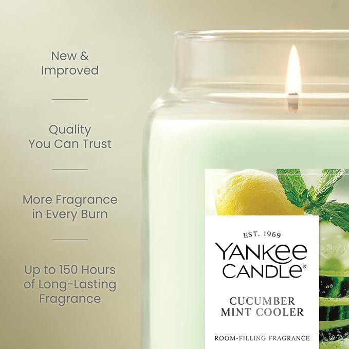 Yankee Candle Cucumber Mint Cooler Scented Candle, 22oz Large Jar - Image 3