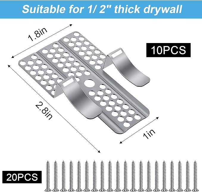10 Pack Drywall Repair Clips, 1/2 Inch Drywall Patch Clips, - Image 2