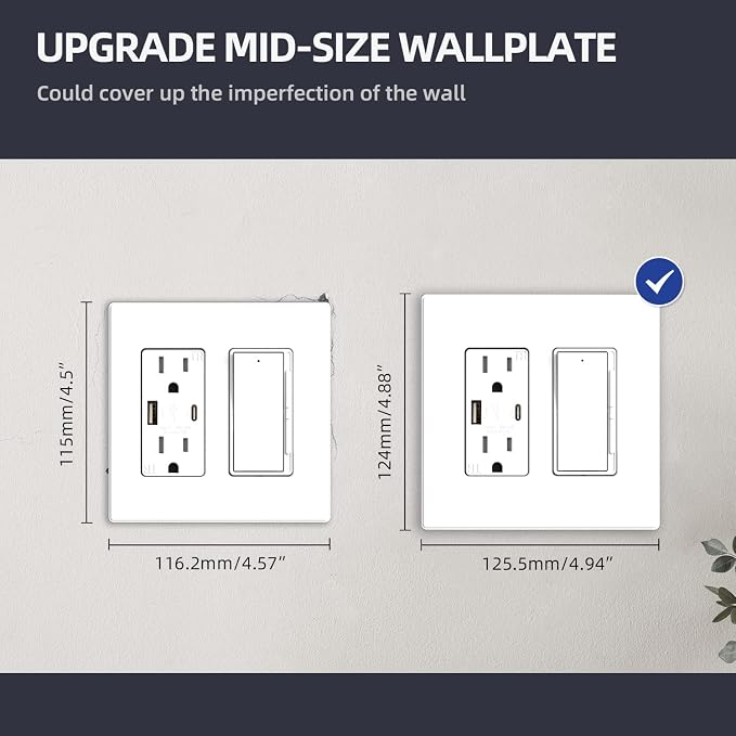 ELEGRP 2-Gang Screwless Decorative Wall Plates, Mid-Size Cover Plates, - Image 6