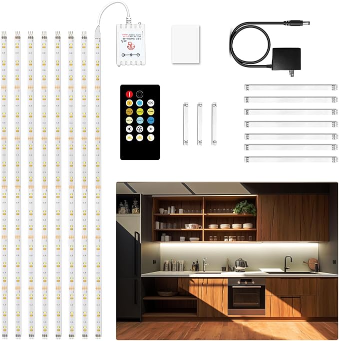 DAYBETTER 8 PCS Under Cabinet Lighting Kit, Bright Under Cabinet Lights by DAYBETTER