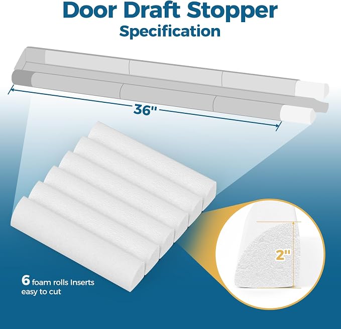 Augblinds Double-Sided Door Draft Stopper, Adjustable 36 Inch, Fits 30-36 Inch - Image 5