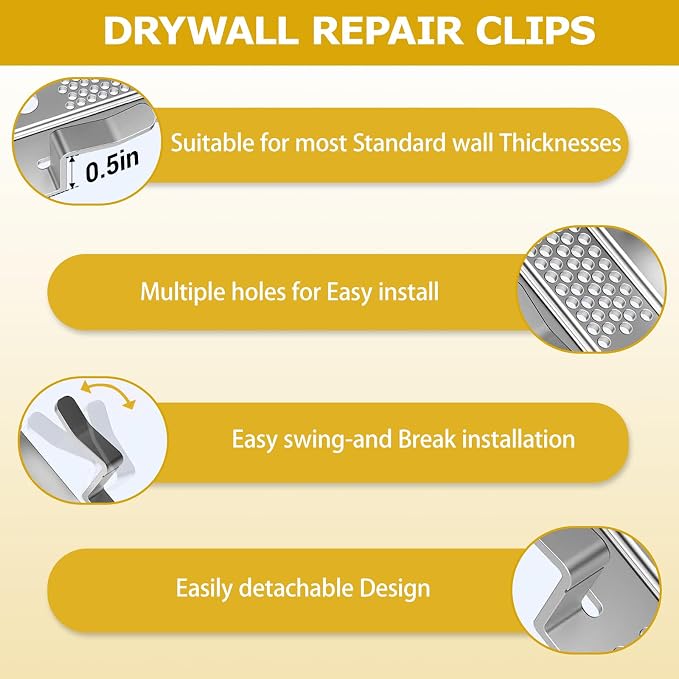 20 Pack Drywall Repair Clips, 1/2 inch Drywall Fastener Clip - Image 3