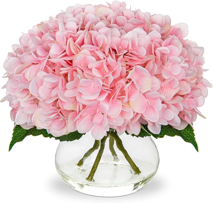 Hollyone Pink Hydrangea Artificial Flowers by Hollyone