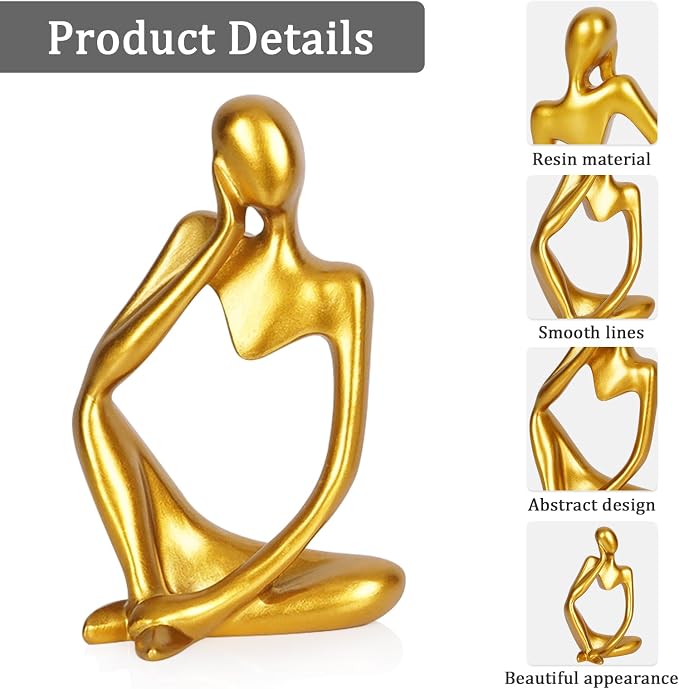 Sandstone Resin Thinker Statue Style Abstract Sculpture, Left | Small Statue - Image 4