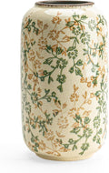 Ceramic Vase for Flowers – Modern Small Ribbed Textured Flower Vase for Home by RIKBVOM