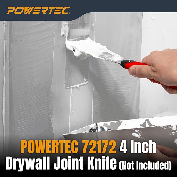 POWERTEC 14" Stainless Steel Mud Pan, Drywall Tapping Repair Tool, Compound - Image 5