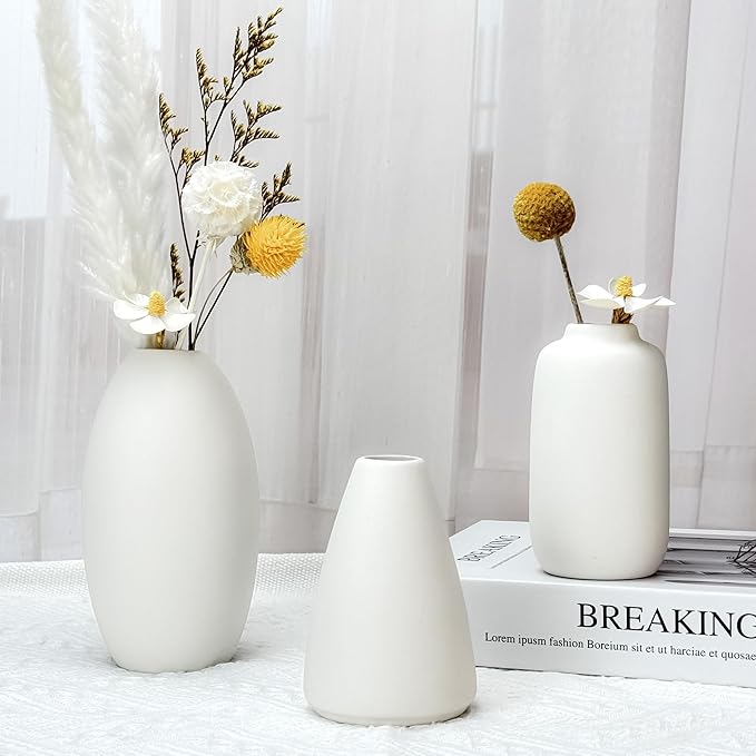 White Vases Set of 10, Small Ceramic Flower Vases Bulk Bud Vases - Image 3