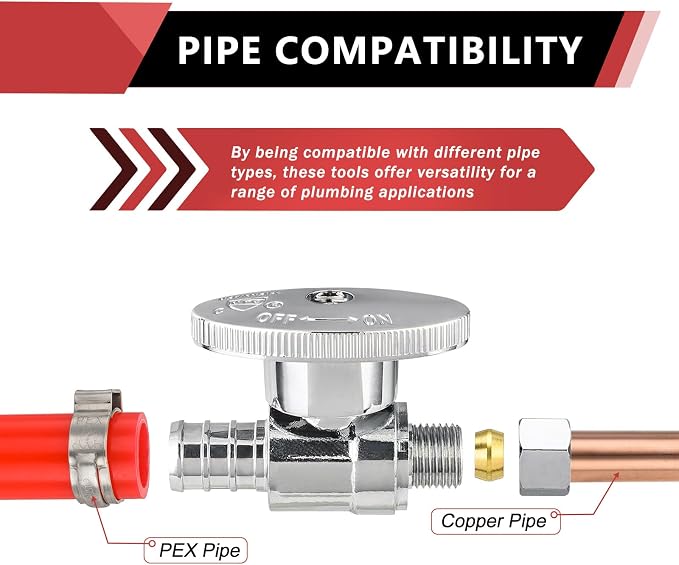 4PCS Efield Straight Stop Valve, 1/2" Barb Crimp Pex x 3/8"OD Compression | 1/4 - Image 4