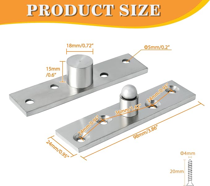 Alise Pivot Hinges for Door, 2 P | Rotation Hidden Door Hinge Middle Core - Image 2