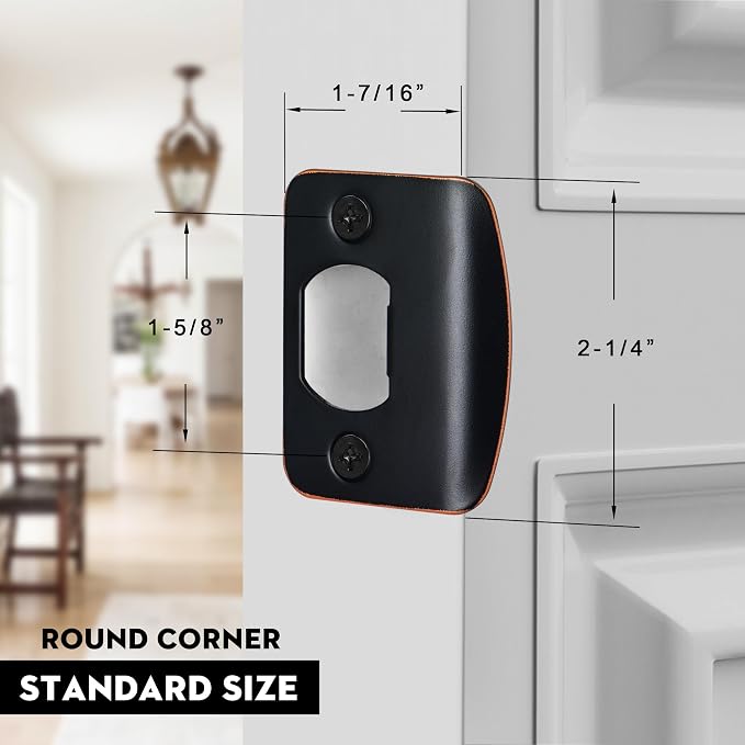 Door Strike Plate for Interior Doors, Oil Rubbed Bronze, 1 Pack | 2-1/4"x1-3/4" - Image 2