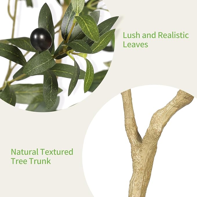 7ft Artificial Olive Tree with Tall Exquisite Planter | Realistic Fake Olive - Image 4