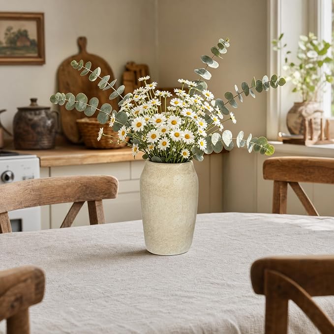 Briful Rustic Vase for Farmhouse Tabletop Decor, 6.8" Small Ceramic Vase - Image 6