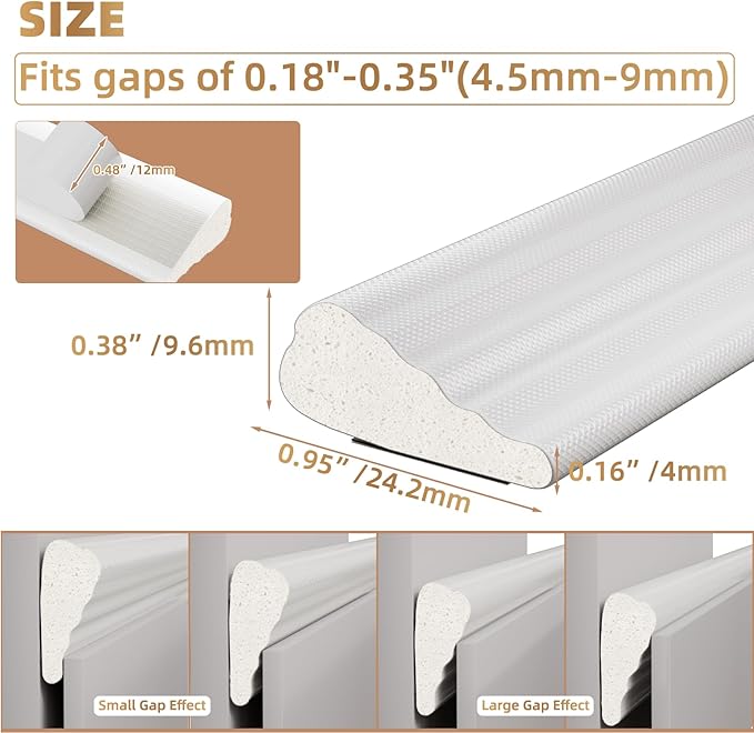 Kneelisa 3Pcs×196” Wedge-Shape Foam Window Weather Stripping Door Seal | - Image 2