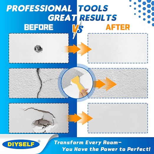 DIYSELF 21 Pack Drywall Repair Kit, 14 Mesh Patches, Wall Patch Repair Kit | 14 - Image 5