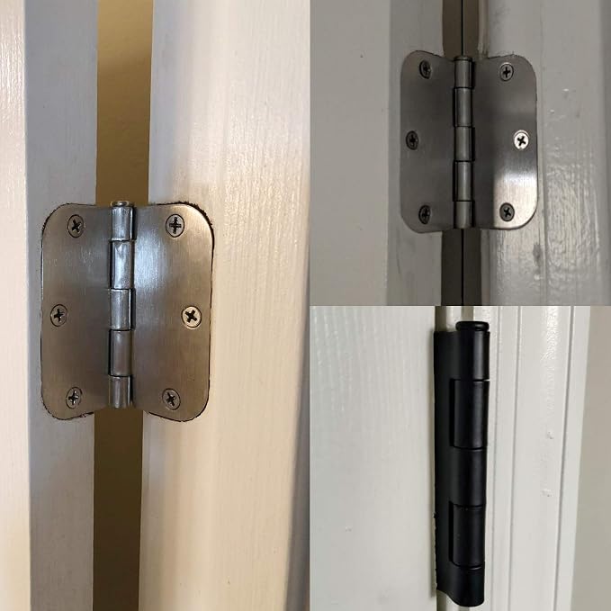 TDCHINGES 3 1/2" Matte Black Door Hinges 3.5 Inch Rounded Flat 18 Pack | - Image 7