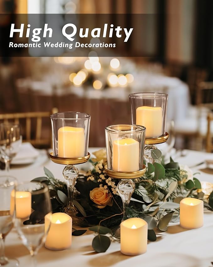 Homemory 24 Pack Ivory Flameless Flickering LED Votive Tealights Candles | - Image 2