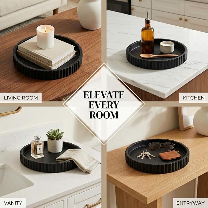 OAKOA Black Round Tray for Home Decor - Image 6